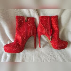 Elegant Red High Heel Ankle Boots